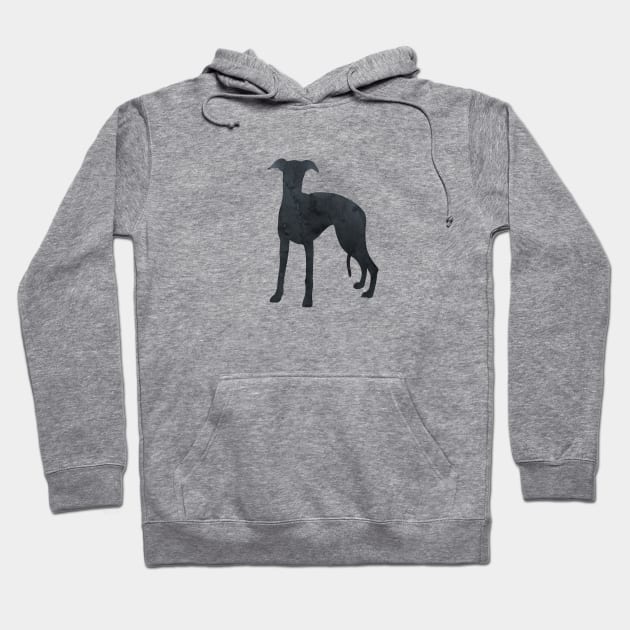 Whippet Black Gray Dog Silhouette Art Hoodie by BittenByErmines